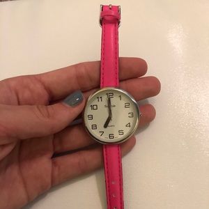 Pink Thin-Strapped Analog Watch